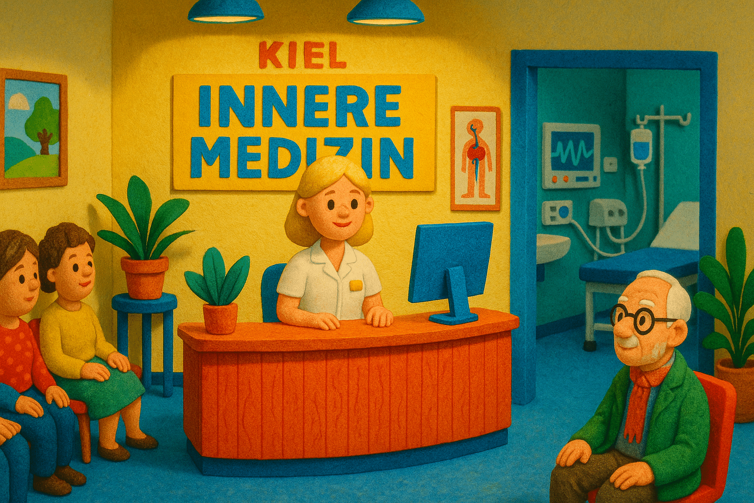 Moderne internistische Gemeinschaftspraxis in Kiel mit freundlicher Atmosphäre und medizinischer Ausstattung
