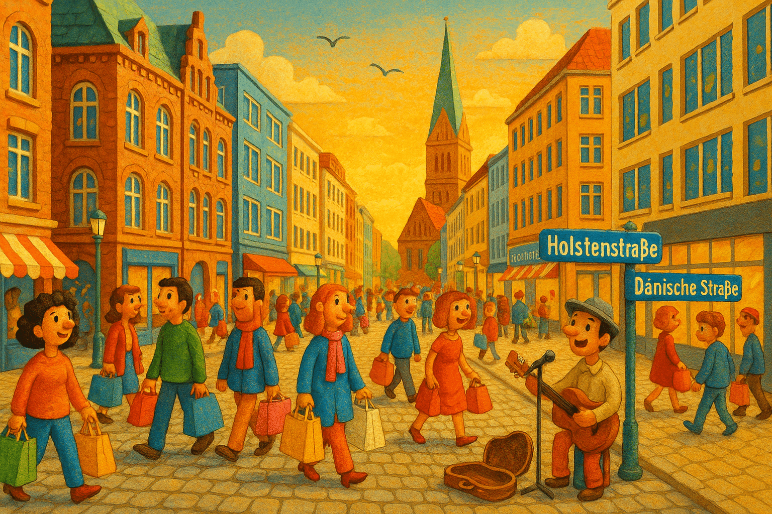 Kiel Innenstadt mit Holstenstraße und Dänischer Straße – lebendige Shoppingmeile zwischen Tradition und Moderne