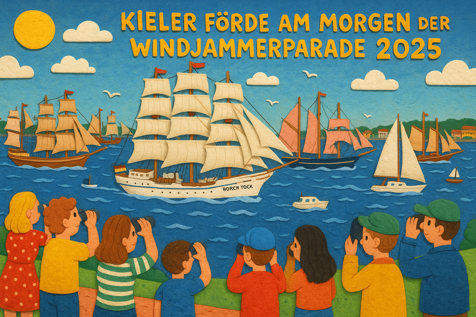 Windjammerparade 2025 mit Großseglern und Gorch Fock auf der Kieler Förde in Paradeformation