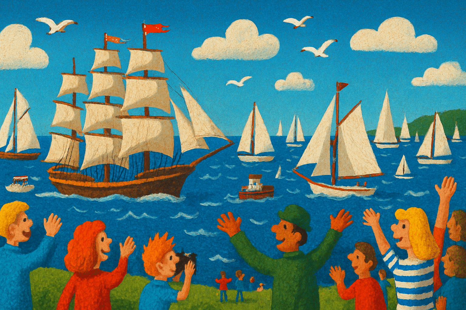 Traditionelle Segelschiffe bei der Windjammerparade zur Kieler Woche 2025 auf der Kieler Förde